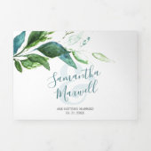 1つの素朴結婚式で木材と緑の全てを招待 三つ折り招待状 (カバー)