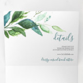 1つの素朴結婚式で木材と緑の全てを招待 三つ折り招待状 (内部最初)