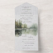 1つの素朴結婚式で緑の森をすべて招待 オールインワン招待状 (内側)