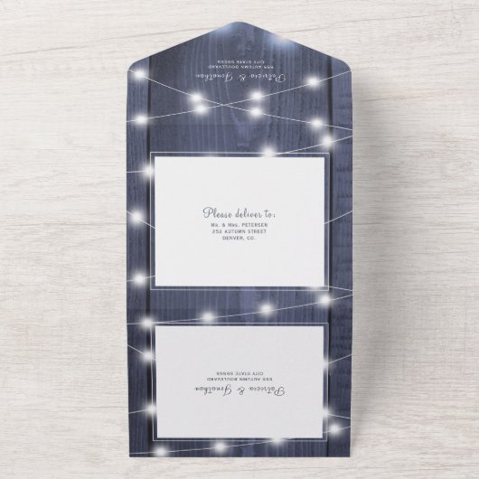 1つの素朴結婚式の出欠 オールインワン招待状 (外側)