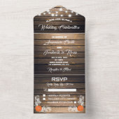 1つの素朴結婚式の招待で予算レース オールインワン招待状 (内側)