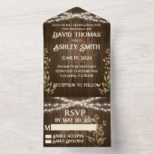 1つの素朴結婚式の招待で全員の木材 オールインワン招待状 (内側)