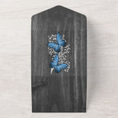 1つの素朴結婚式の招待で青い蝶 オールインワン招待状 (外側)