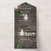 1つの素朴結婚式招待状で木材をすべて照明 オールインワン招待状 (内側)