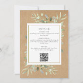 1つの素朴赤ん坊のシャワーに緑を振りかける 招待状 (裏面)