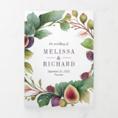 1つの素朴QRコードのパープルフィグ結婚すべて 三つ折り招待状 (カバー)