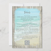 1つの素朴QRコード内のすべてのビーチ結婚式 招待状 (裏面)