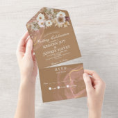 1つの結婚フローラ素朴招待状 オールインワン招待状 (貼ってはがせる)