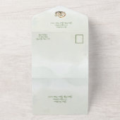 1つの結婚式で優雅な緑を招待 オールインワン招待状 (外側)