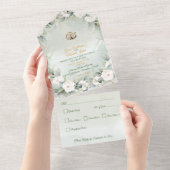 1つの結婚式で優雅な緑を招待 オールインワン招待状 (貼ってはがせる)