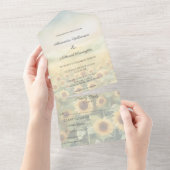 1つの結婚式で招待されたひまわりのフィールド オールインワン招待状 (貼ってはがせる)