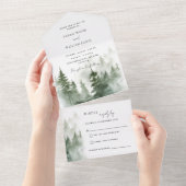 1つの結婚式で緑の森を招待 オールインワン招待状 (貼ってはがせる)