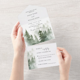 1つの結婚式で緑の森を招待 オールインワン招待状