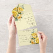 1つの結婚式で黄色のバラをすべて招待 オールインワン招待状 (貼ってはがせる)