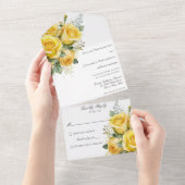 1つの結婚式で黄色のバラをすべて招待 オールインワン招待状 (貼ってはがせる)