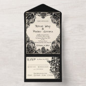 1つの結婚式の招待でカスタマイズ可能なゴシック オールインワン招待状 (内側)