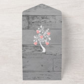 1つの結婚式の招待でハートのピンクの木 オールインワン招待状 (外側)