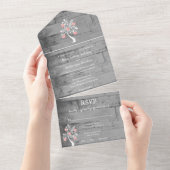 1つの結婚式の招待でハートのピンクの木 オールインワン招待状 (貼ってはがせる)