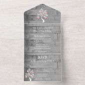 1つの結婚式の招待でハートのピンクの木 オールインワン招待状 (内側)