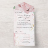 1つの結婚式の招待でピンクのアネモン オールインワン招待状 (内側)