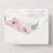 1つの結婚式の招待でピンクのアネモン オールインワン招待状 (裏面)