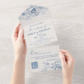 1つの結婚式の招待でフローラのChinoiserieすべて オールインワン招待状 (貼ってはがせる)