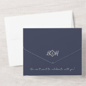 1つの結婚式の招待でブルーモノグラム オールインワン招待状 (裏面)