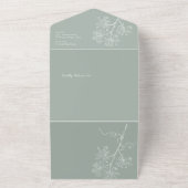 1つの結婚式の招待で植物セージ緑 オールインワン招待状 (外側)