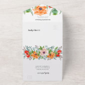 1つの結婚式の招待で水の色のポピー オールインワン招待状 (外側)