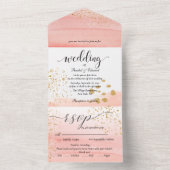 1つの結婚式の招待で水の色の桃スプラッシュ オールインワン招待状 (内側)