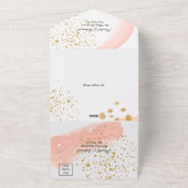 1つの結婚式の招待で水の色の桃スプラッシュ オールインワン招待状 (外側)