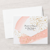 1つの結婚式の招待で水の色の桃スプラッシュ オールインワン招待状 (裏面)