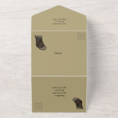 1つの結婚式招待状でバレルとブーツ オールインワン招待状 (外側)