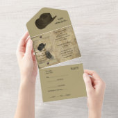 1つの結婚式招待状でバレルとブーツ オールインワン招待状 (貼ってはがせる)