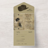 1つの結婚式招待状でバレルとブーツ オールインワン招待状 (内側)