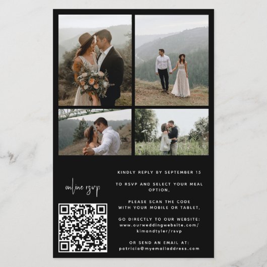 1つの結婚式招待状で写真のコラージュをすべて予算化 (裏面)