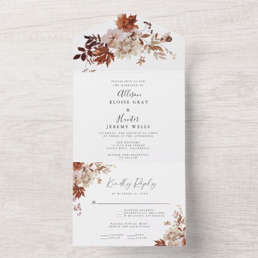 1つの結婚式招待状で秋 オールインワン招待状 (内側)