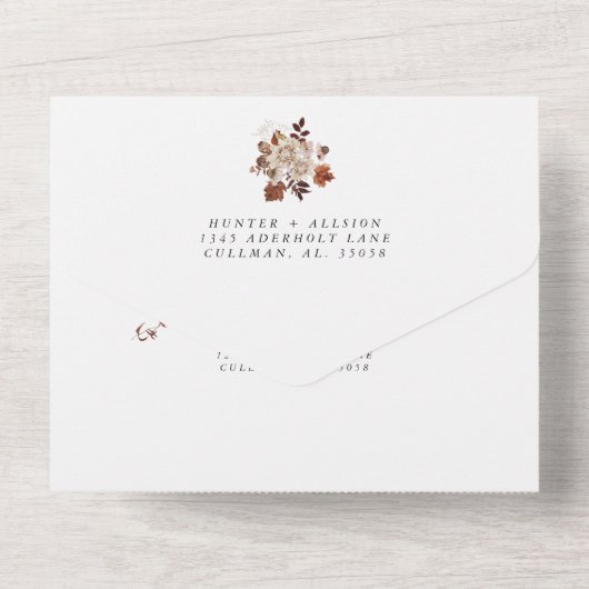 1つの結婚式招待状で秋 オールインワン招待状 (裏面)