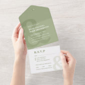 1つの結婚式招待状にアンパサンドセージ緑すべて オールインワン招待状 (貼ってはがせる)