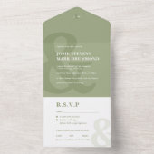 1つの結婚式招待状にアンパサンドセージ緑すべて オールインワン招待状 (内側)