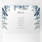1つの結婚式招待状に青い花 三つ折り招待状 (内部最初)