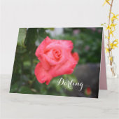 1つの美しいピンクのバラ、大きなグリーティングカード カード (黄色い花)