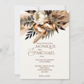 1つの自然テンプレートで茶色のボーホー 招待状 (正面)