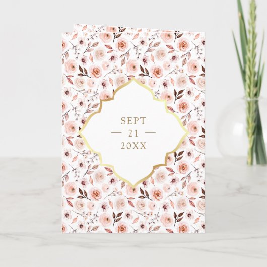 1つの自然フローラに含まれる全金ゴールド結婚インディアン 招待状 (裏面)