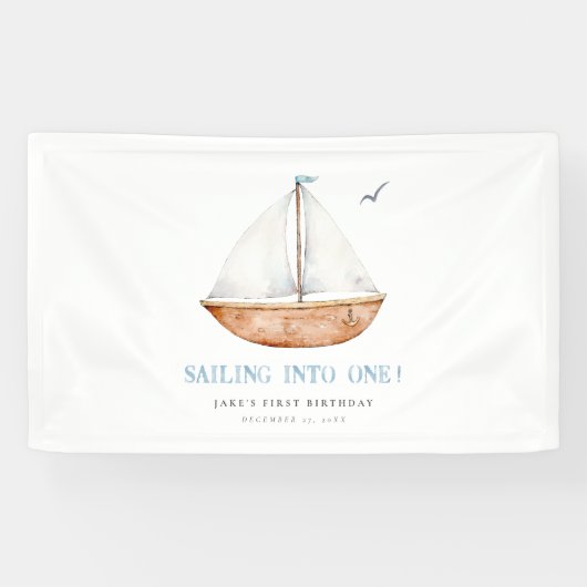 1つの航海の誕生日バナーへのセーリング 横断幕 (横)