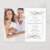 1つの葉の写真結婚式招待状で予算を全て (正面)