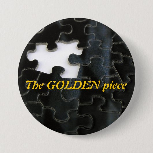 1つの行方不明のパズルの部分の白黒写真 缶バッジ (正面)