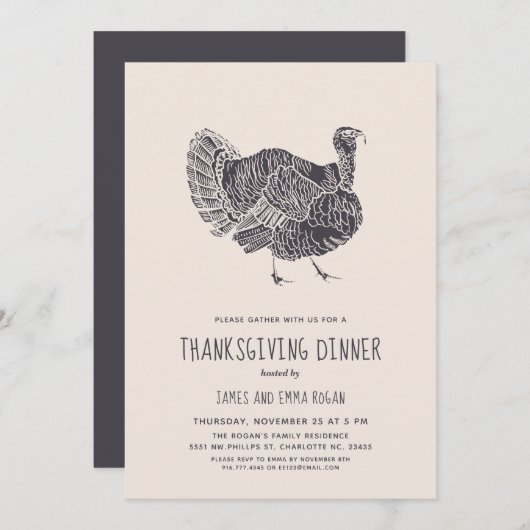 1つの誇り高いトルコ|の感謝祭のパーティー 招待状 (正面/裏面)