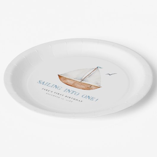 1つの誕生日にセーリン航海のグ ペーパープレート (アングル)