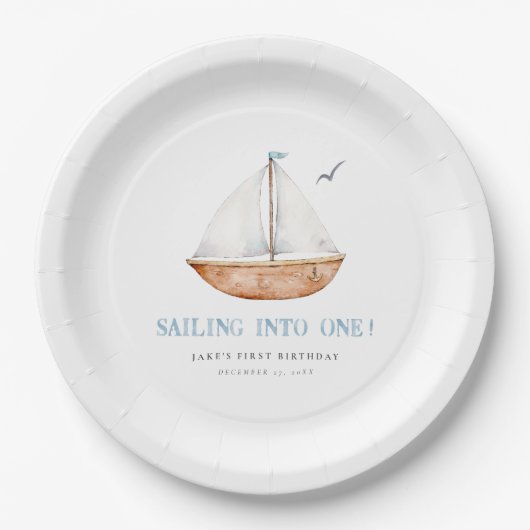 1つの誕生日にセーリン航海のグ ペーパープレート (正面)